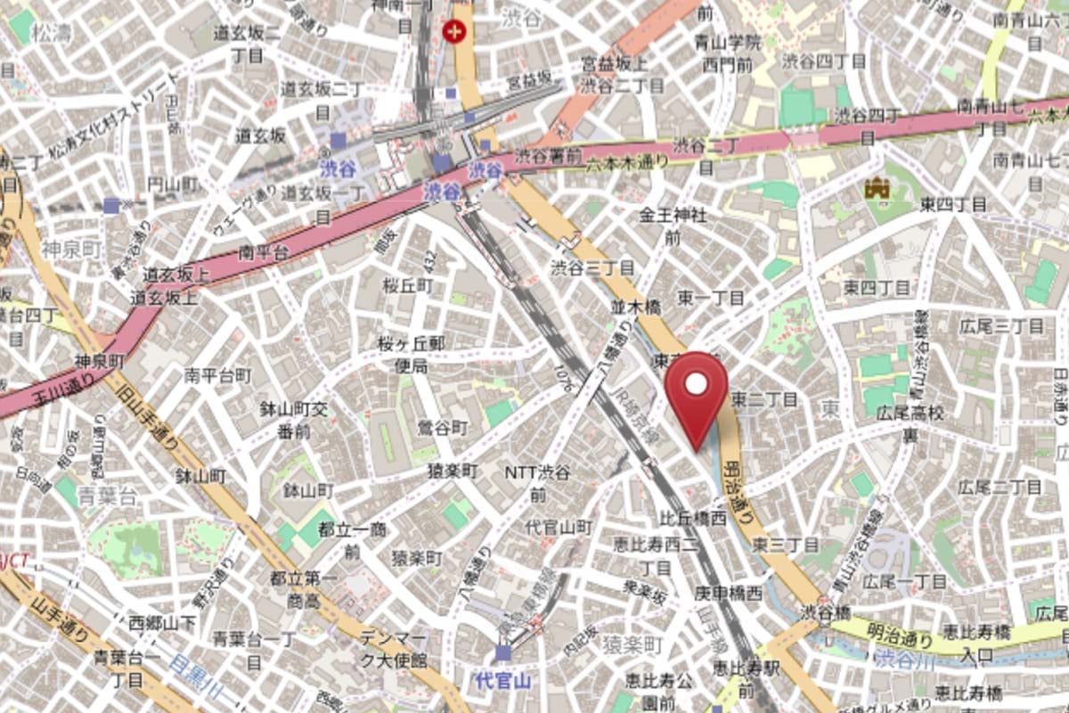 都営バス渋谷自動車営業所の位置（画像：OpenStreetMap）