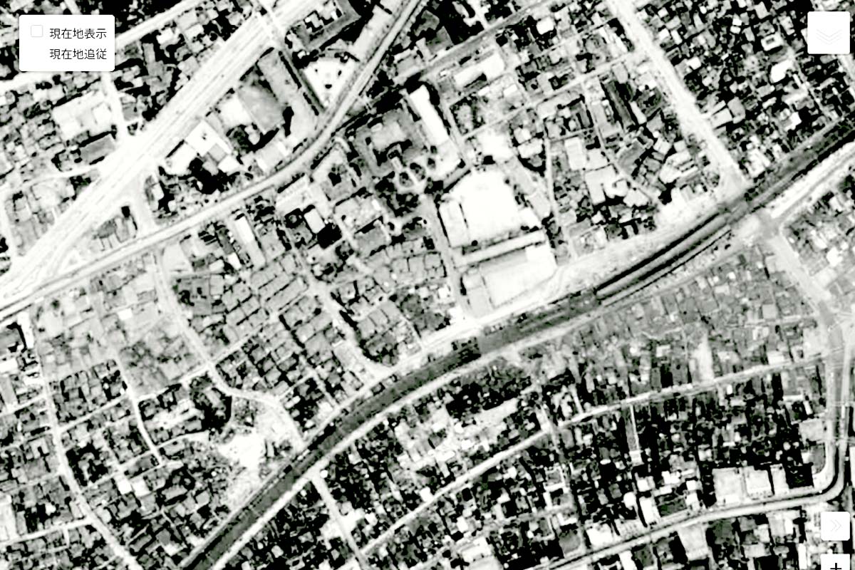 1963年頃の「元町駅」周辺の航空写真（画像：国土地理院）