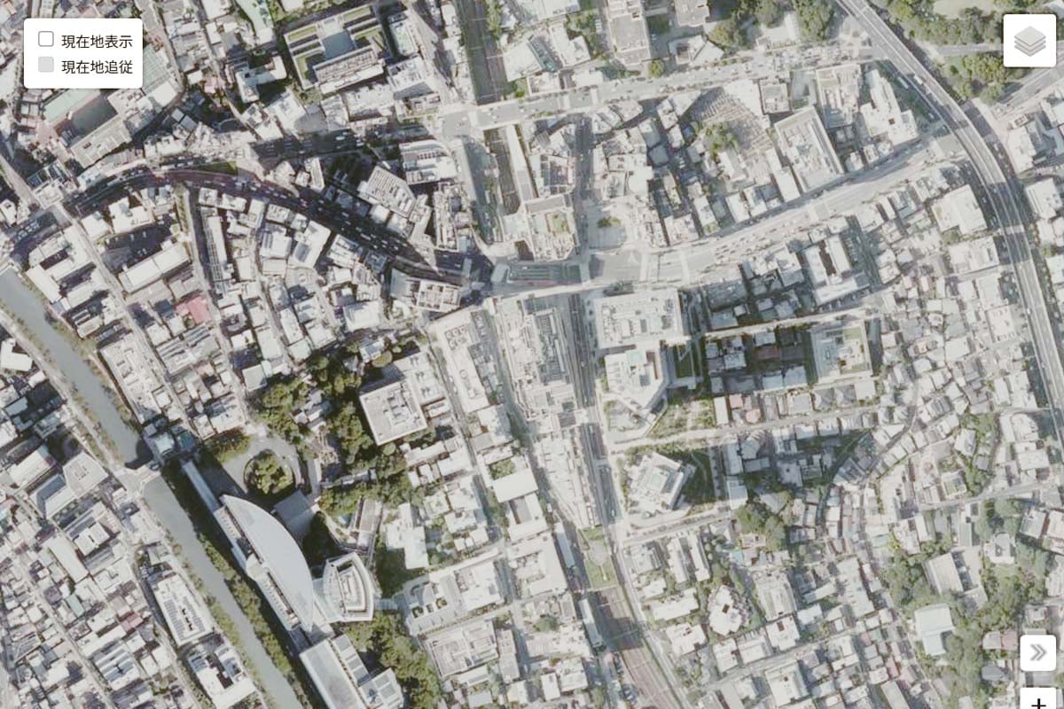 現在の「目黒駅」周辺の航空写真（画像：国土地理院）