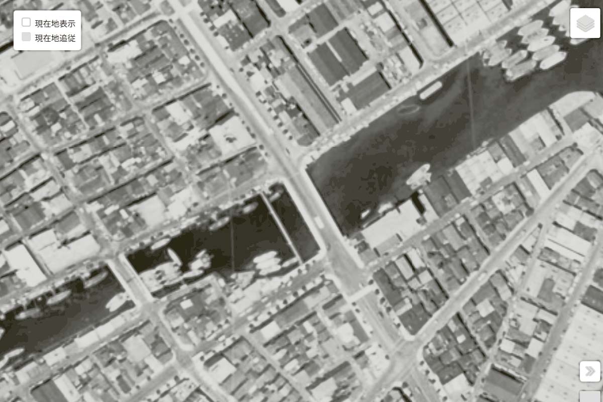 1963年頃の「箱崎JCT」周辺の航空写真（画像：国土地理院）