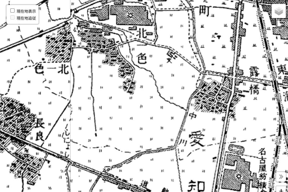1920年頃の「中川運河」周辺の地図（画像：国土地理院）
