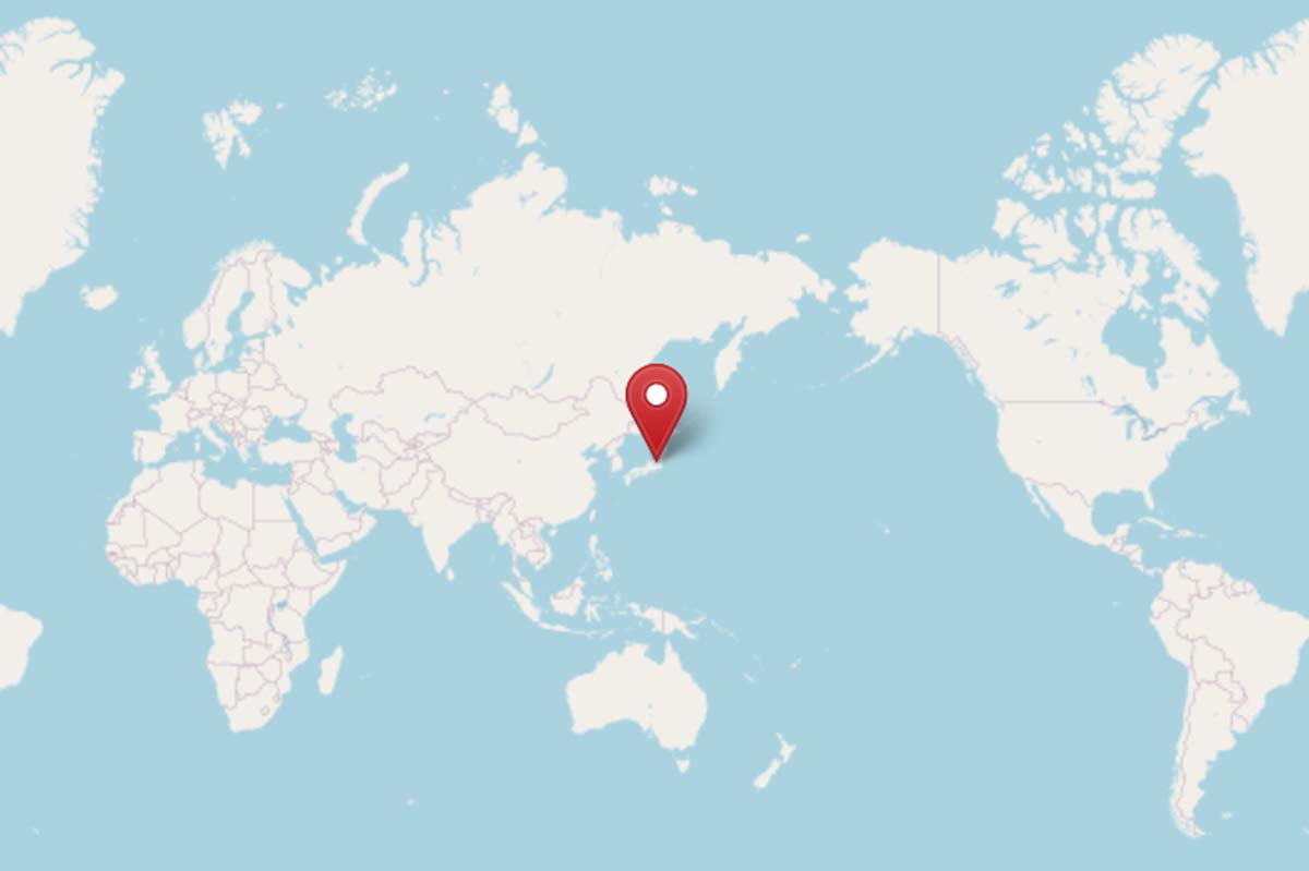 日本の位置（画像：OpenStreetMap）