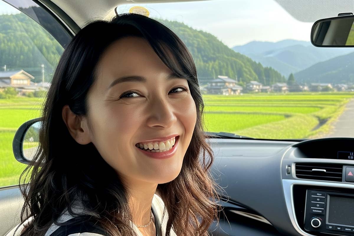 ドライブデートのイメージ。生成AIで作成。
