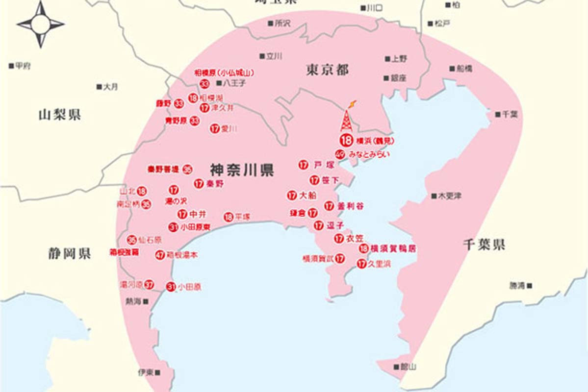 テレビ神奈川の放送エリア(画像:テレビ神奈川)