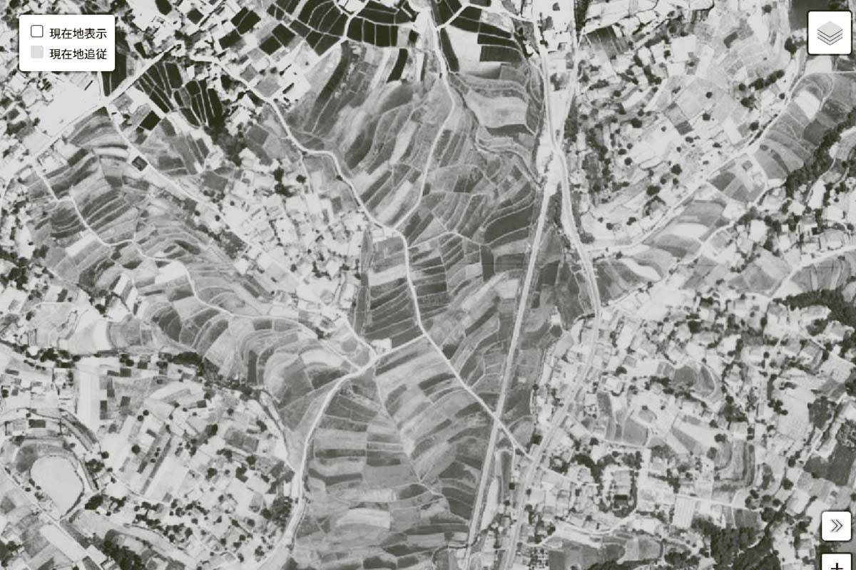 1963年頃の「新尾道駅」周辺の航空写真。新尾道駅の開業は1988年（画像：国土地理院）