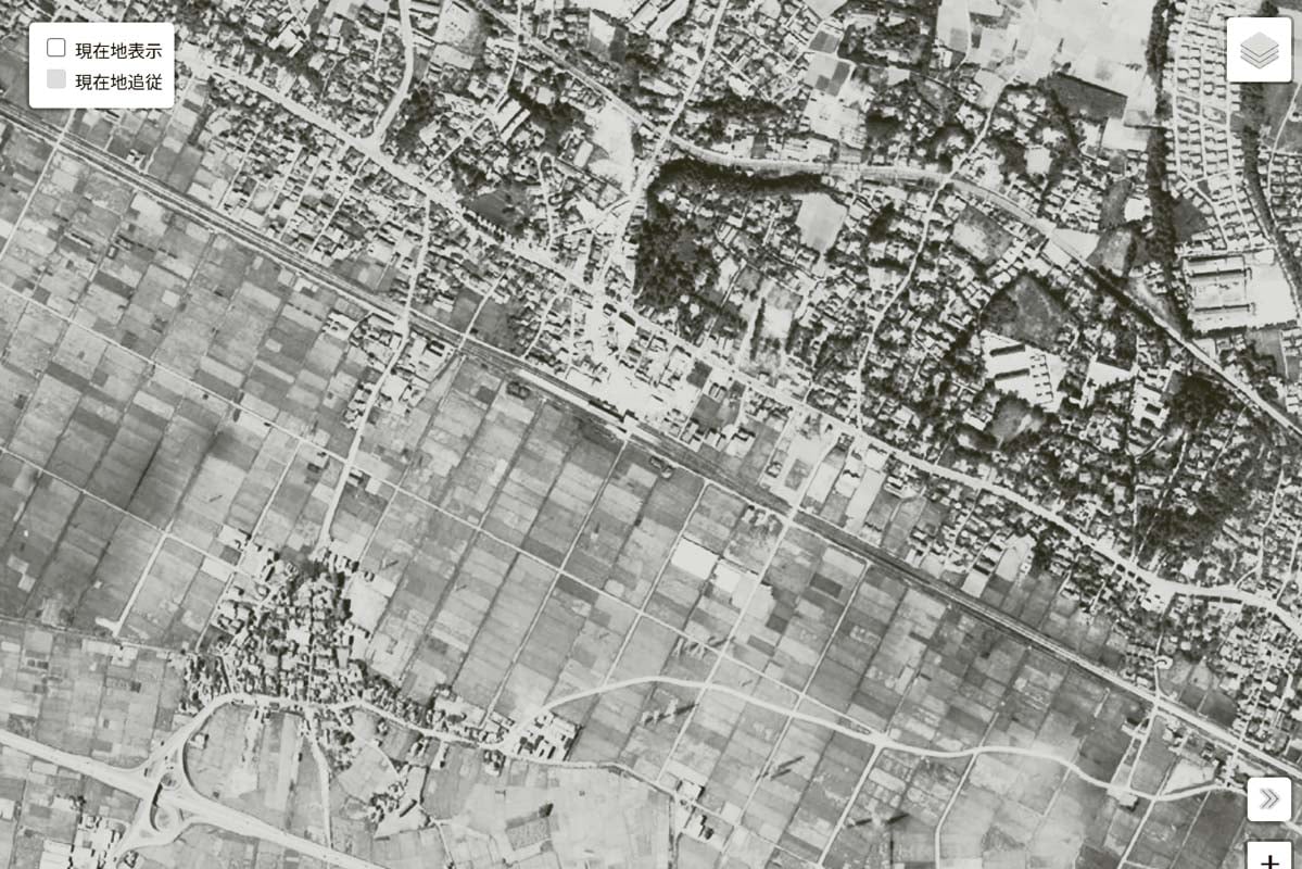 1963年頃の「西船橋駅」周辺の航空写真（画像：国土地理院）