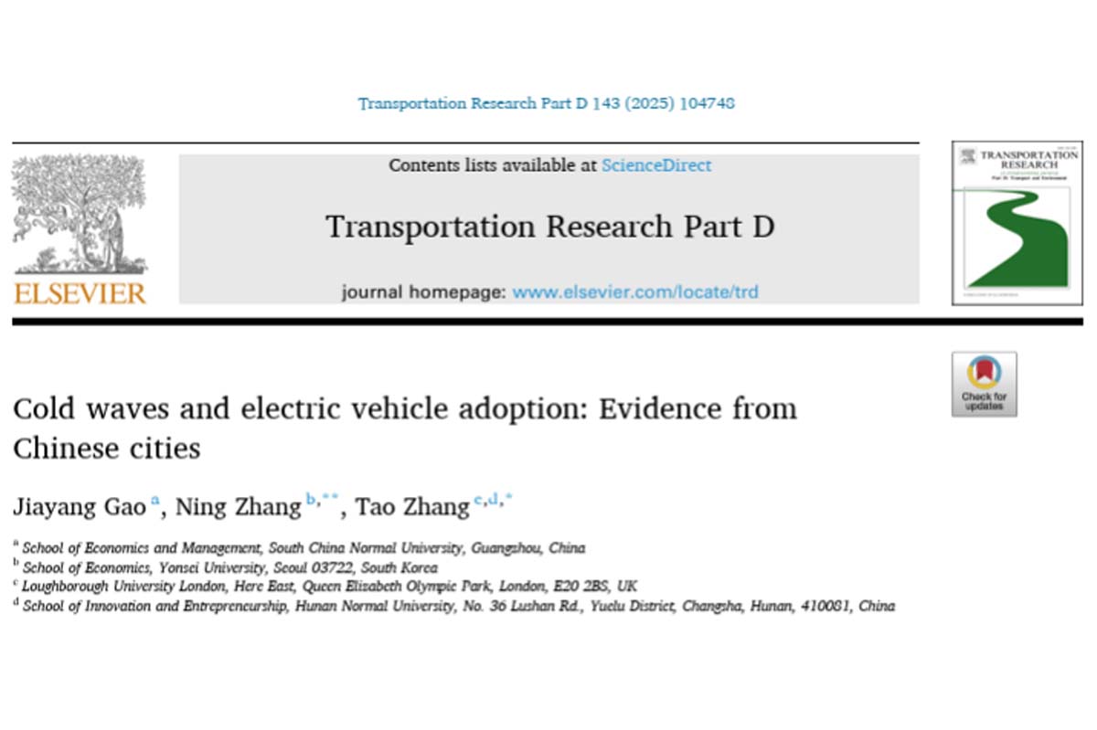 論文「寒波と電気自動車の普及：中国都市からの実証」（画像：Transportation Research Part D: Transport and Environment）