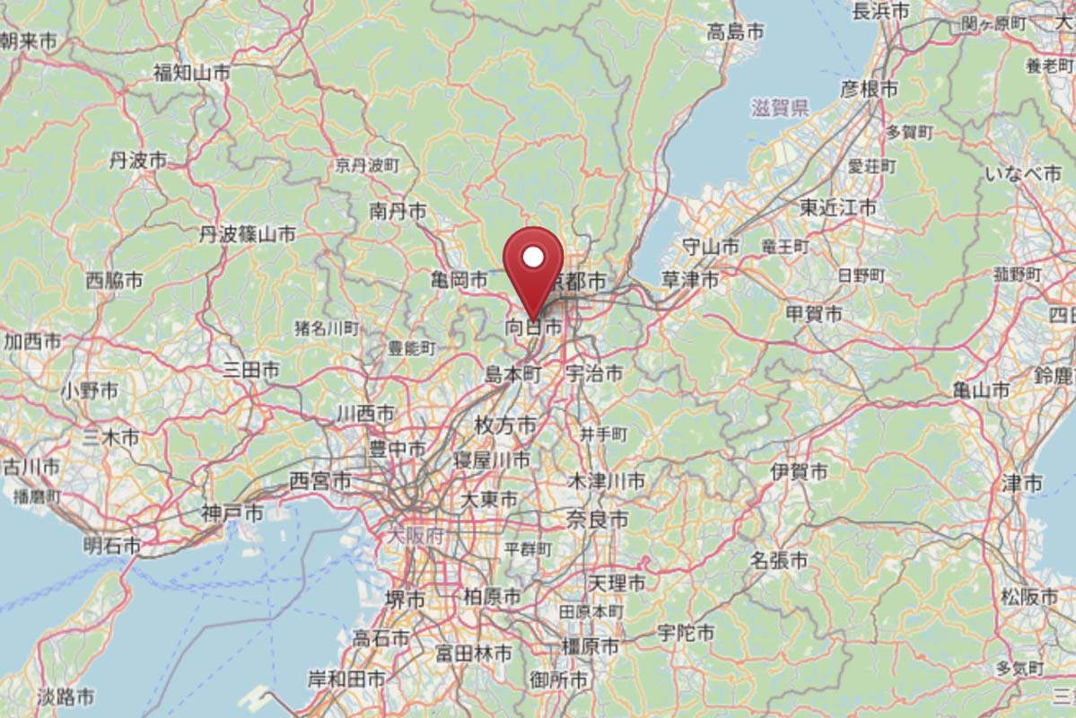 京都府向日市の位置（画像：OpenStreetMap）
