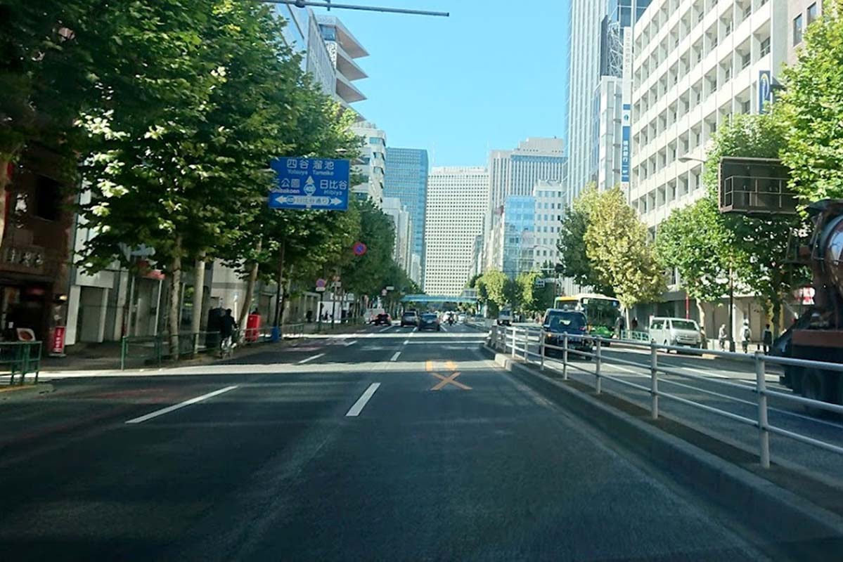 テスト走行が行われた新橋周辺（画像：都野塚也）