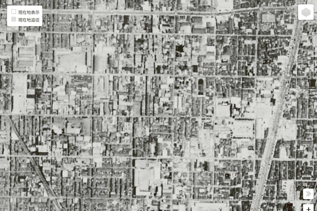 1963年頃の「松地区」周辺の航空写真（画像：国土地理院）