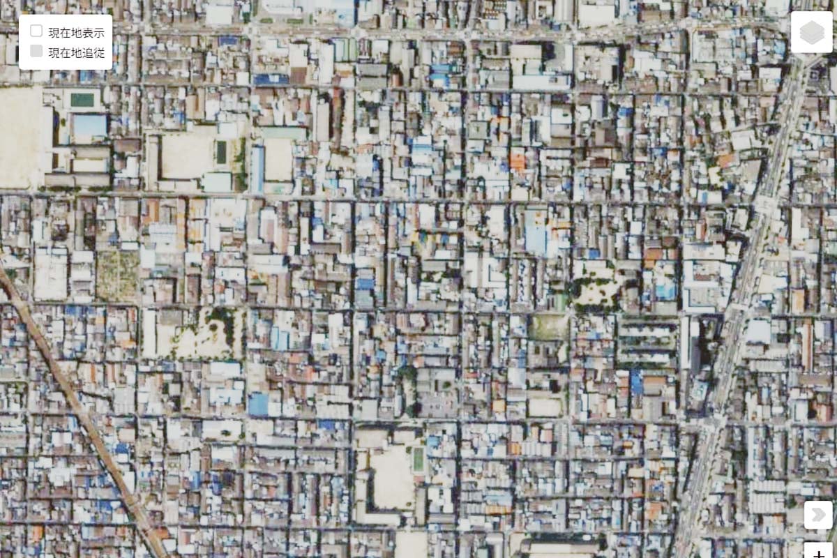 1985年頃の「松地区」周辺の航空写真（画像：国土地理院）