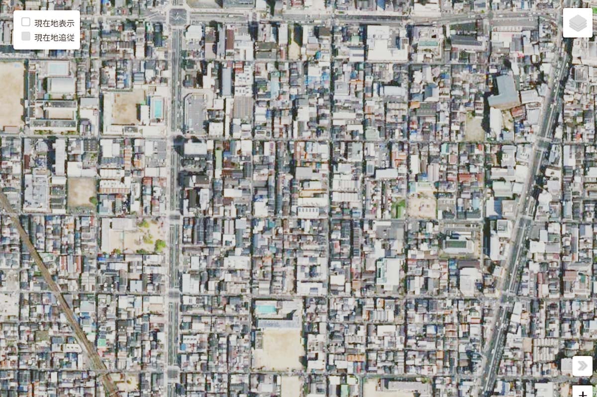 現在の「松地区」周辺の航空写真（画像：国土地理院）