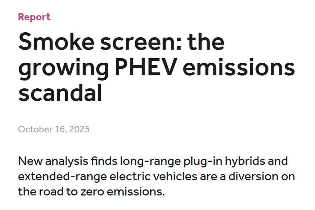 リポート「煙幕：拡大するPHEV排出ガス問題」（画像：Transport and Environment）