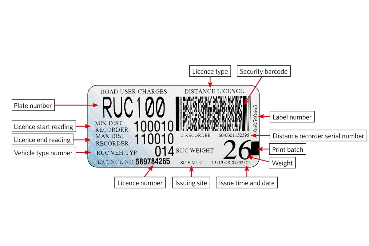 ニュージーランドで導入されているRUC用のライセンス。ユーザーはオンラインでライセンスを購入し、フロントガラスに貼り付ける（画像：ニュージーランド運輸局）