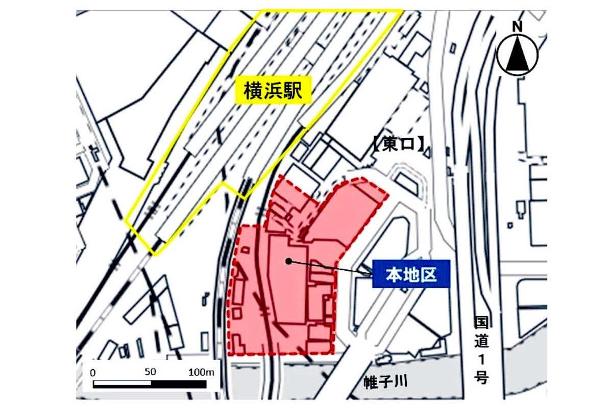 横浜駅みなみ東口地区市街地再開発の計画地（画像：JR東日本）