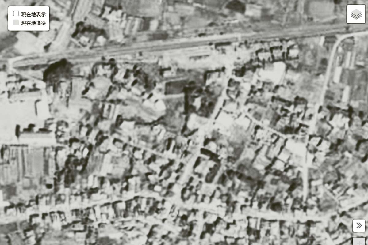 1963年頃の「江見駅」周辺の航空写真（画像：国土地理院）