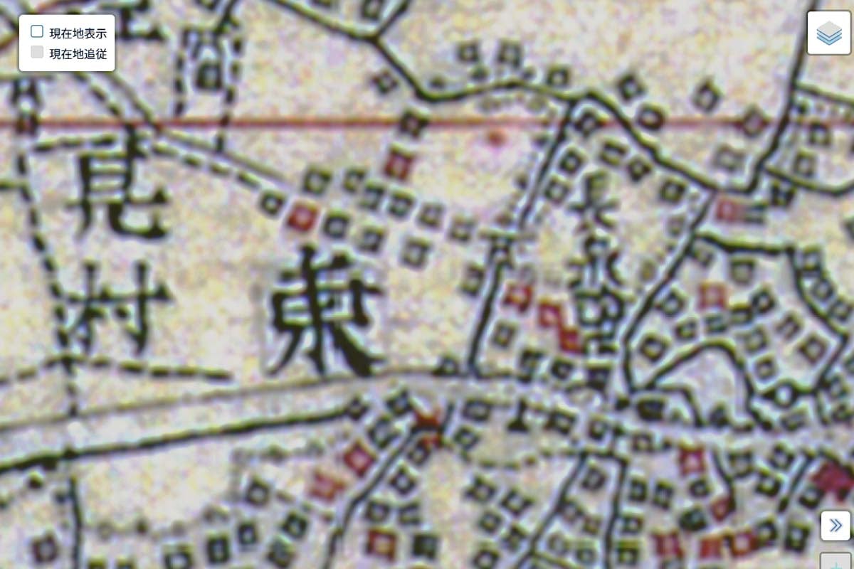 明治初期の「江見駅」周辺の迅速測図（画像：国土地理院）