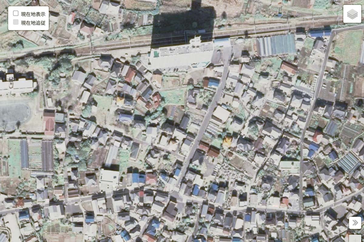 現在の「江見駅」周辺の航空写真（画像：国土地理院）