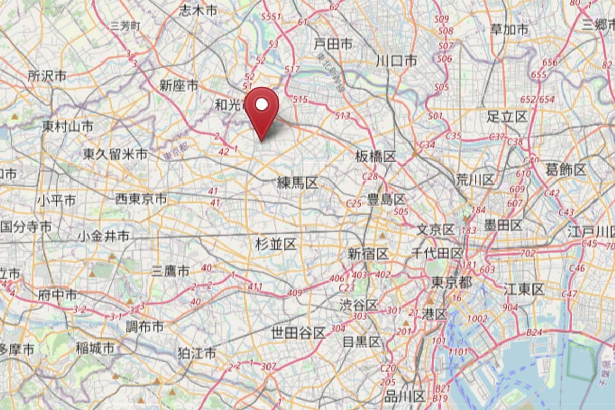 光が丘団地の位置（画像：OpenStreetMap）