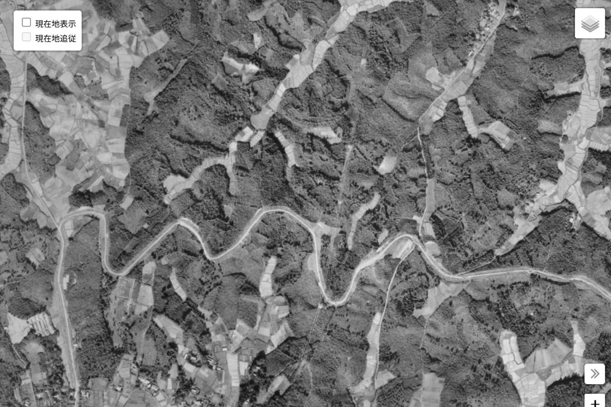 1963年頃の「戦車道路」周辺の航空写真（画像：国土地理院）