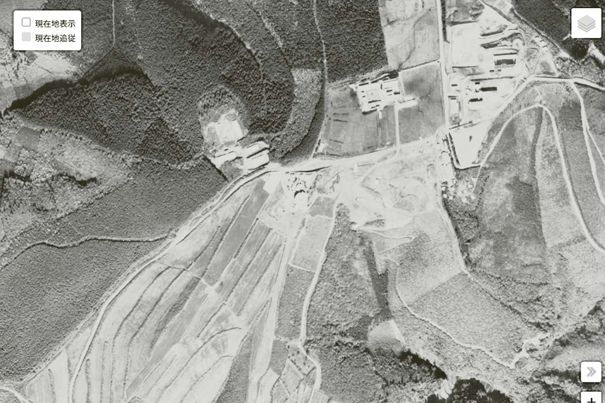 1963年頃の「マザー牧場」周辺の航空写真（画像：国土地理院）