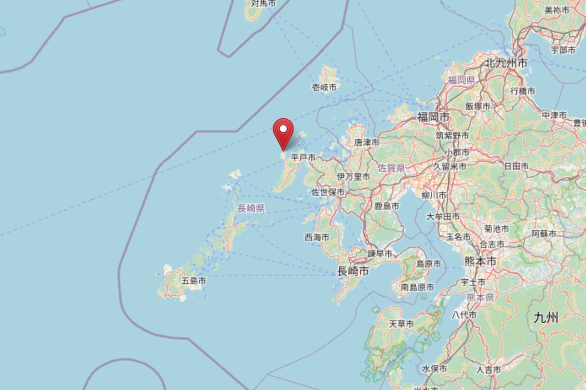 生月島の位置（画像：OpenStreetMap）