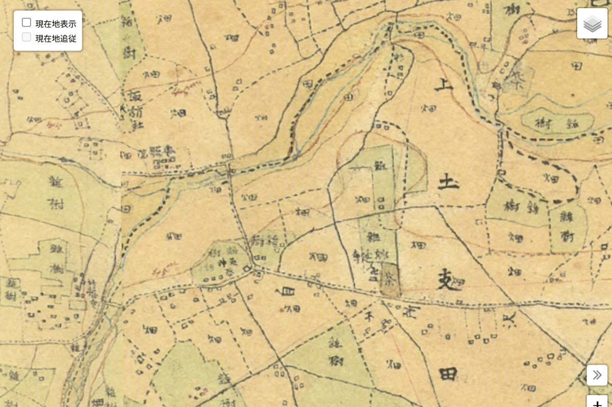 明治初期の「大泉学園駅」周辺の地図（画像：国土地理院）