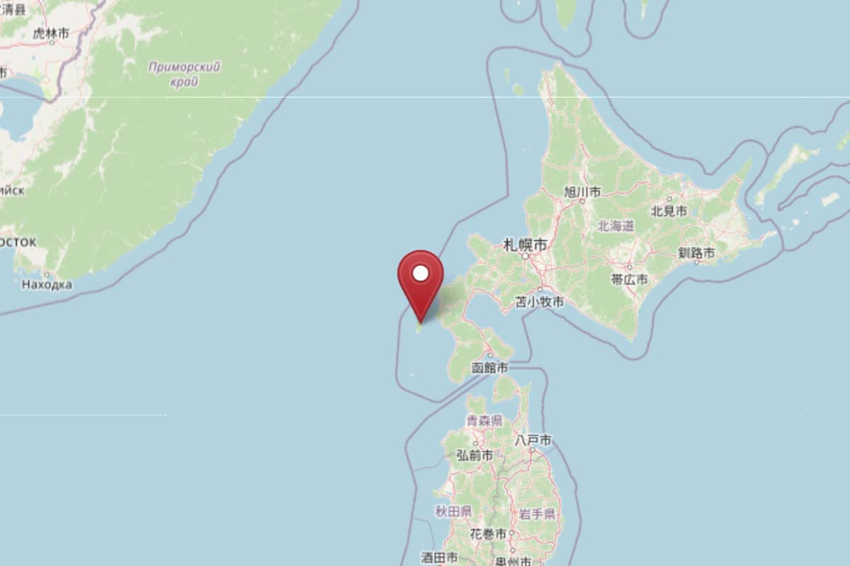 北海道奥尻町の位置（画像：OpenStreetMap）
