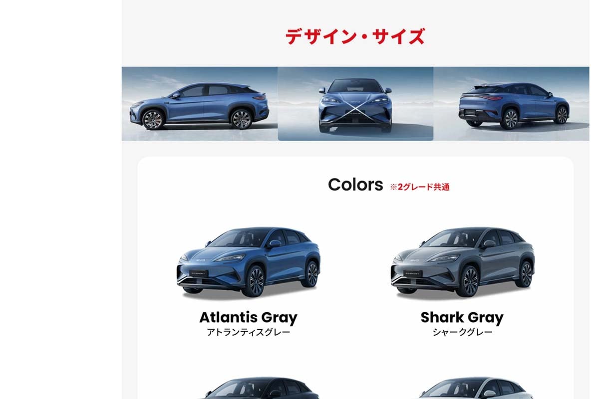 BYD 楽天市場店のウェブサイト（画像：BYD JAPAN）