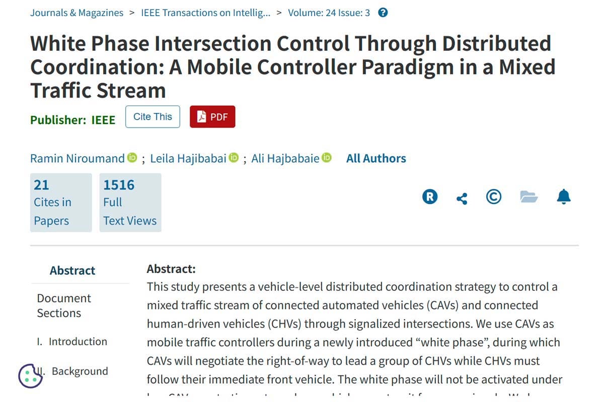 リポート「分散協調による白信号交差点制御:混合交通流における移動制御装置のパラダイム」(画像:IEEE Transactions on Intelligent Transportation Systems)