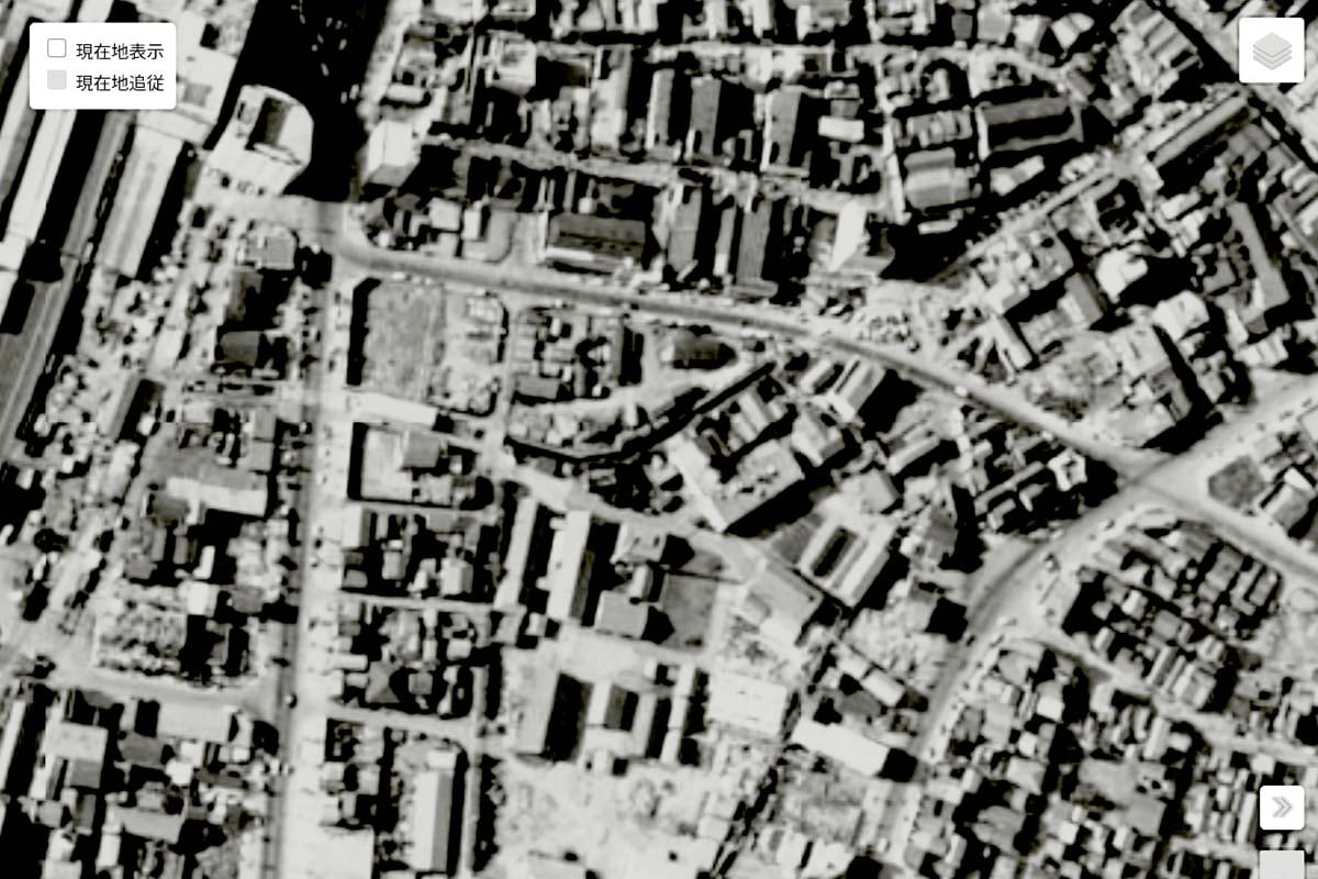 1963年頃の「蒲田駅」周辺の航空写真（画像：国土地理院）