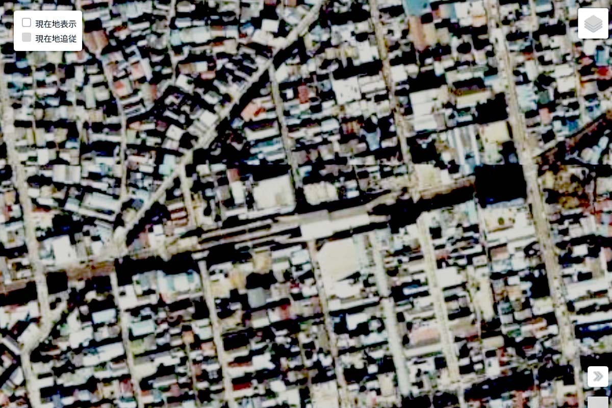 1980年頃の「京成立石駅」周辺の航空写真（画像：国土地理院）