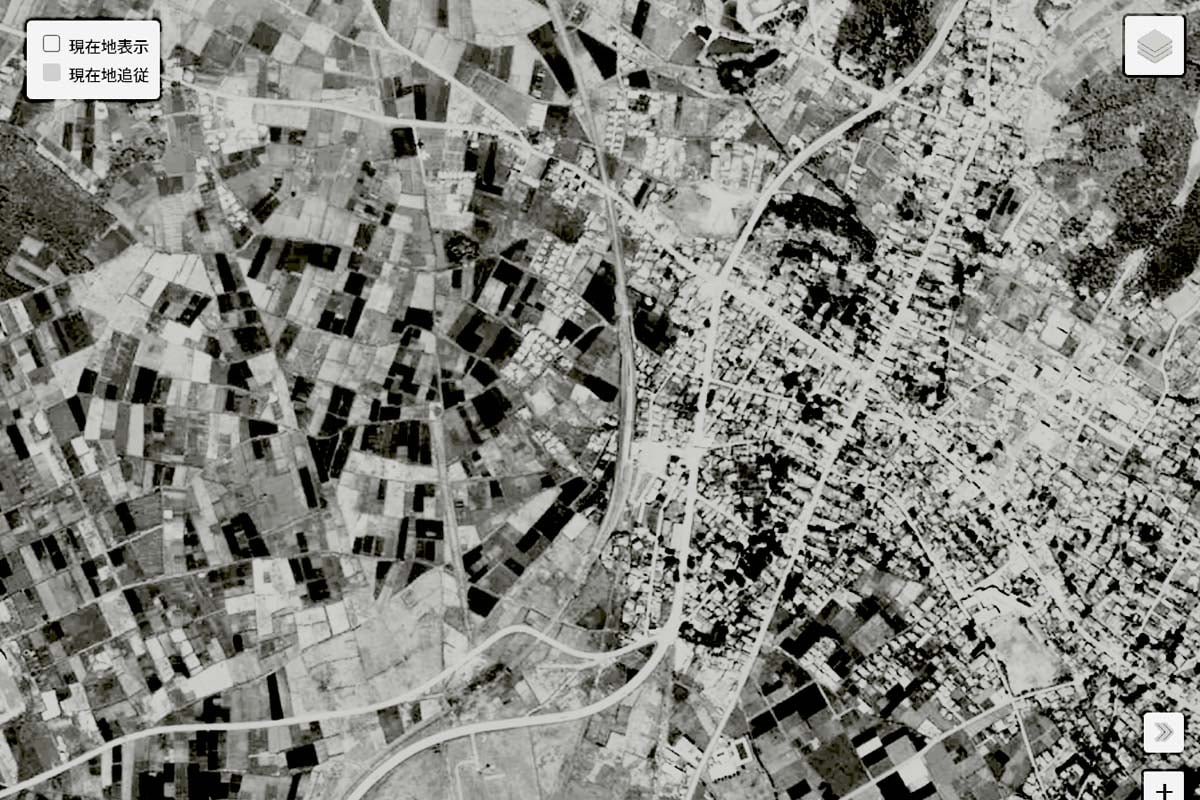 1963年頃の「箱根ヶ崎駅」周辺の航空写真（画像：国土地理院）