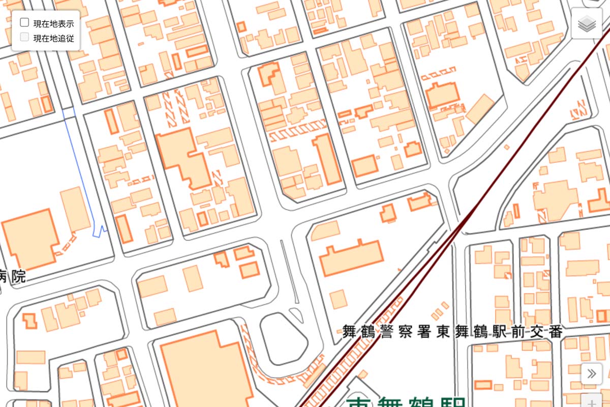 現在の「東舞鶴駅」周辺の地図（画像：国土地理院）