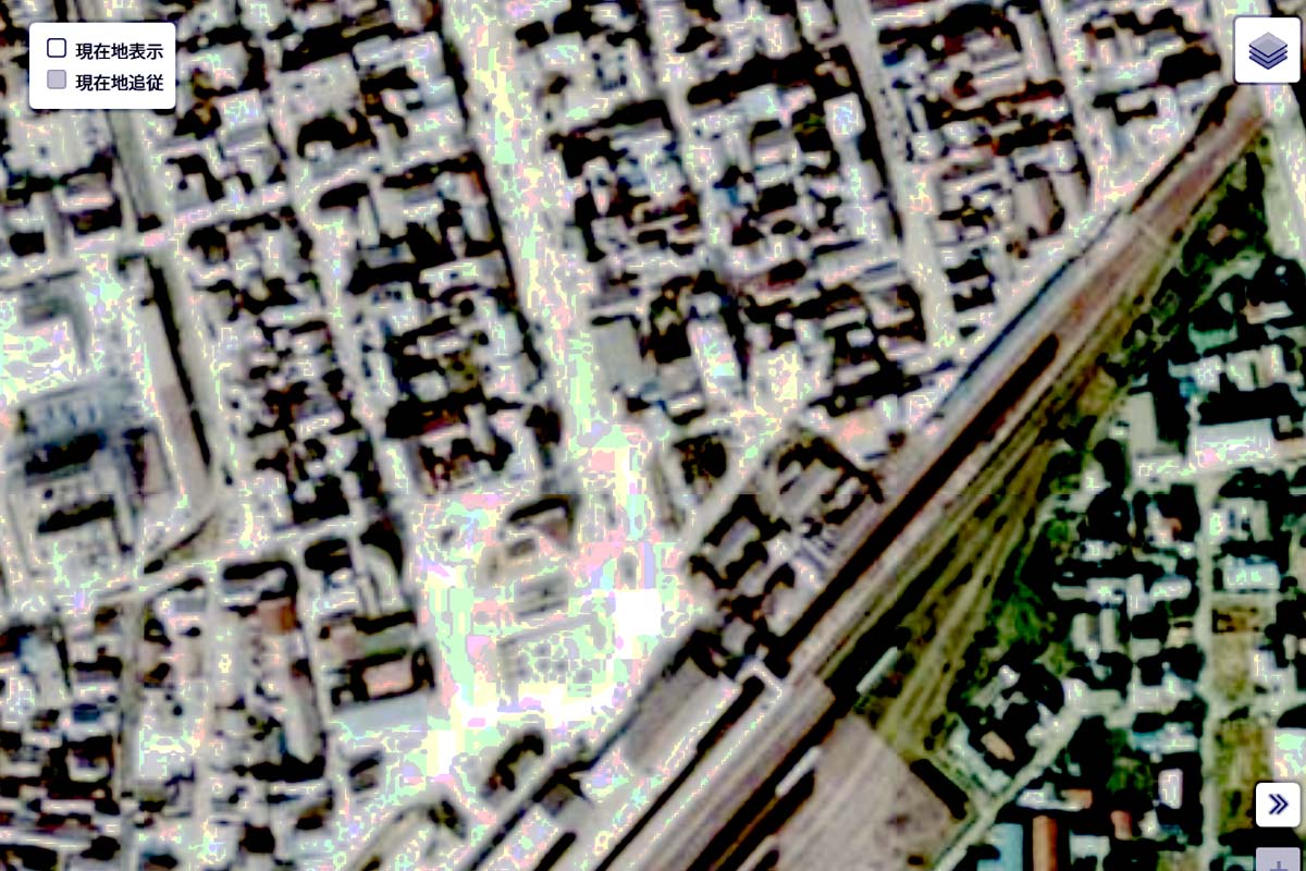 1975年頃の「東舞鶴駅」周辺の航空写真（画像：国土地理院）