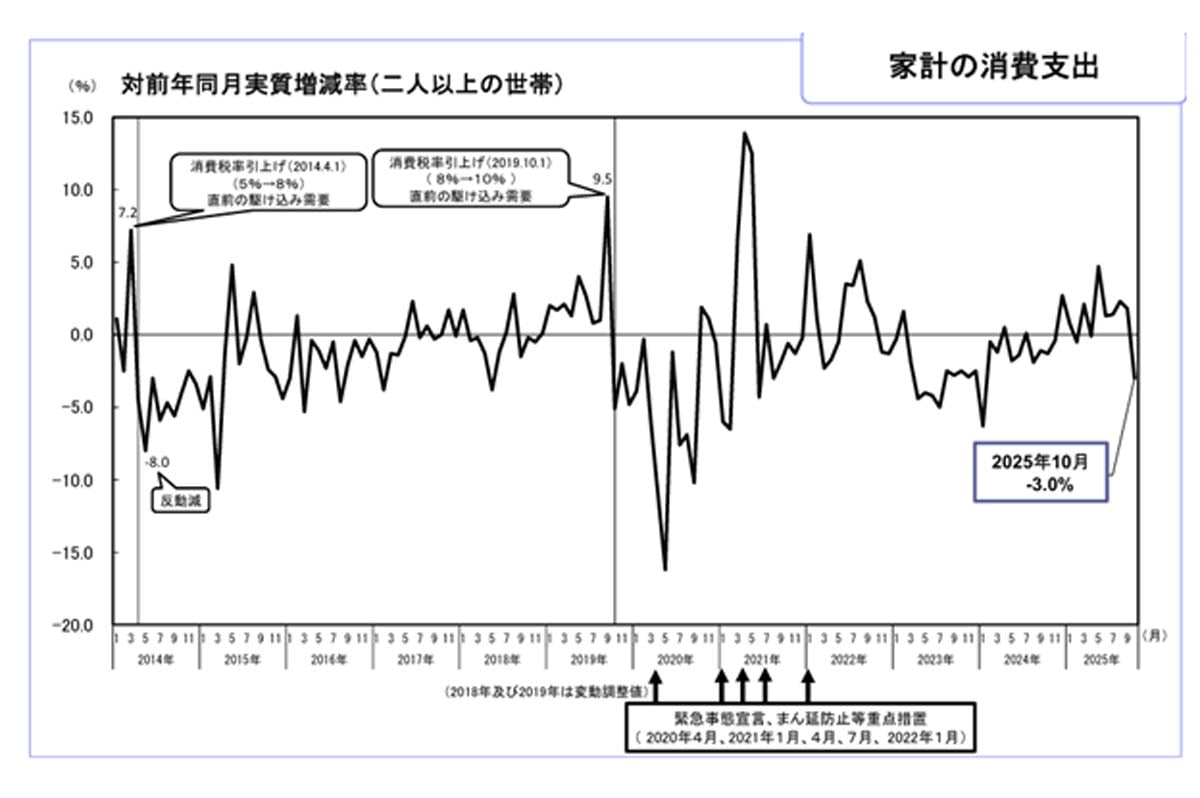 総務省・家計調査結果の最近の動向(画像:総務省)