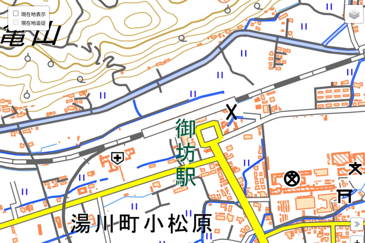現在の「御坊駅」周辺の地図（画像：国土地理院）