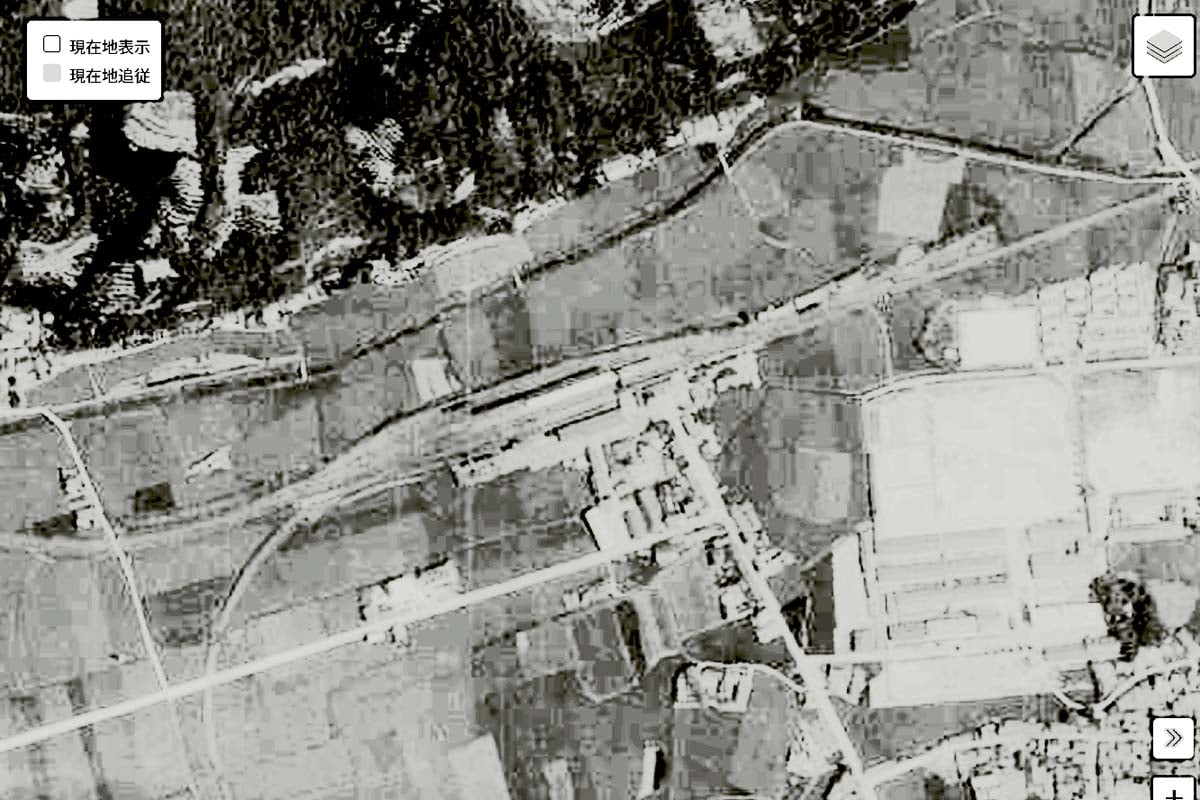 1963年頃の「御坊駅」周辺の航空写真（画像：国土地理院）
