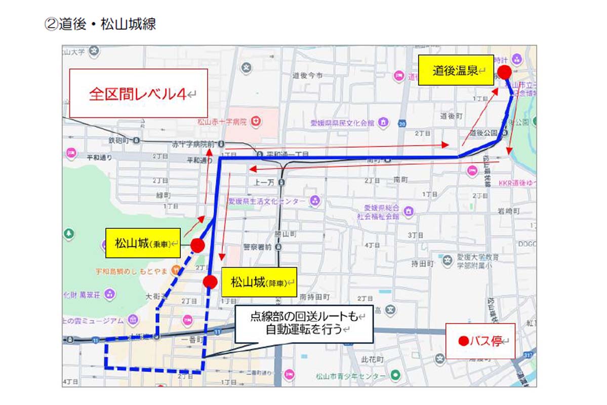 レベル4自動運転の道後・松山城線（画像：伊予鉄グループ）