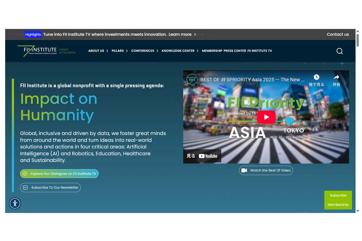 FIIインスティテュートのウェブサイト（画像：FIIインスティテュート）