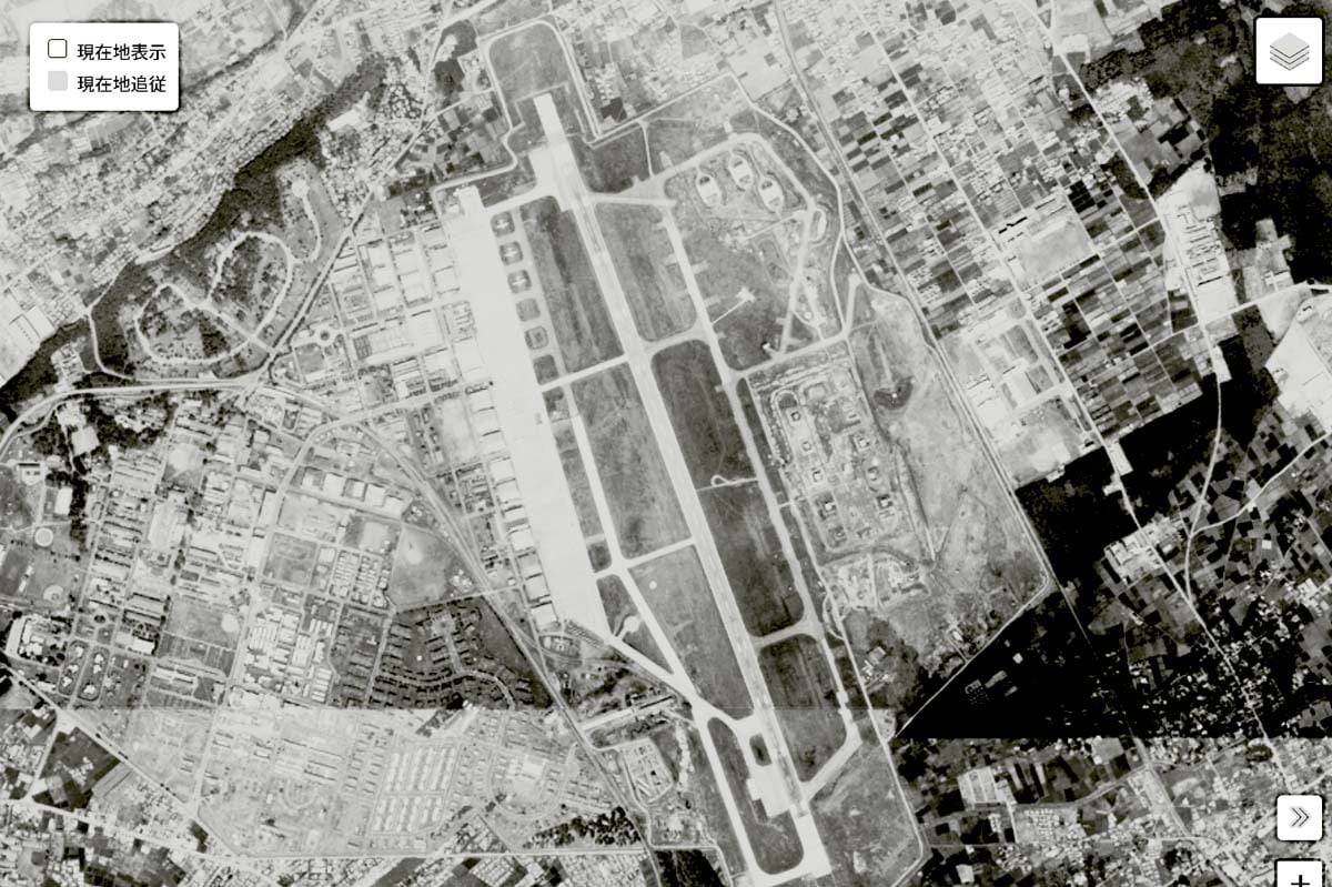 1963年頃の「入間基地」周辺の航空写真（画像：国土地理院）