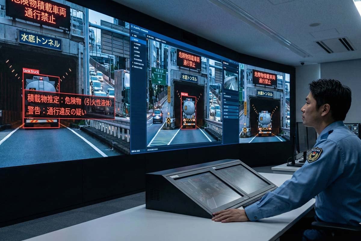 タンクローリー監視のイメージ。