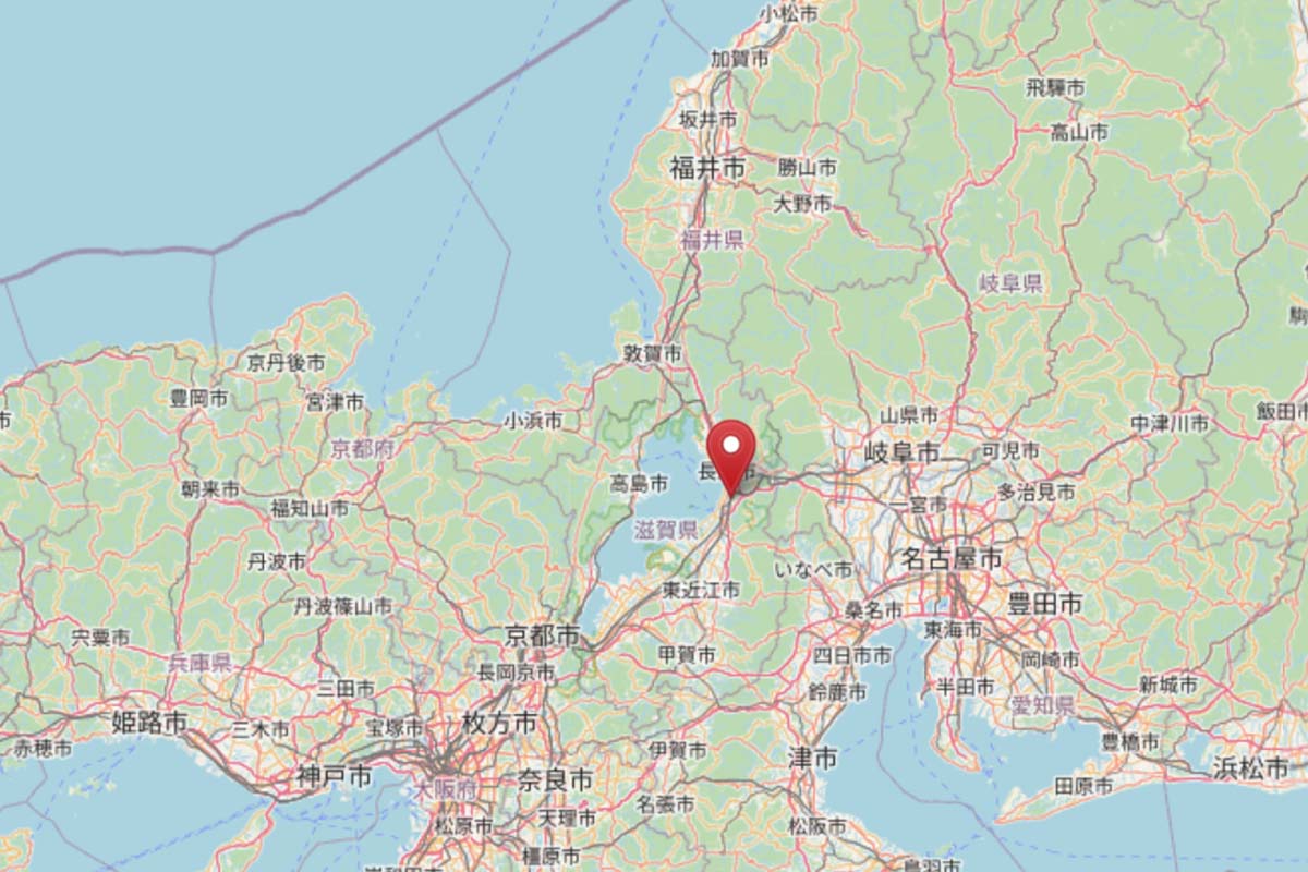 米原駅の位置（画像：OpenStreetMap）