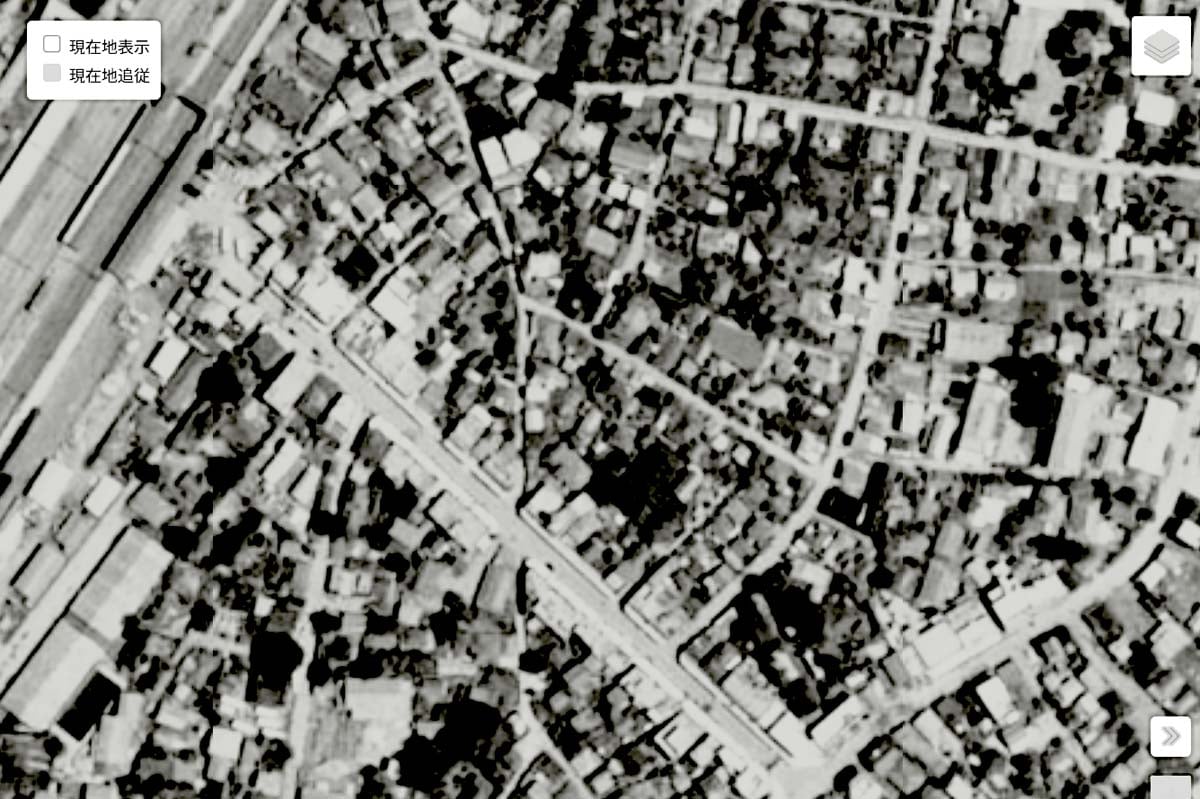 1963年頃の「柏駅」周辺の航空写真（画像：国土地理院）