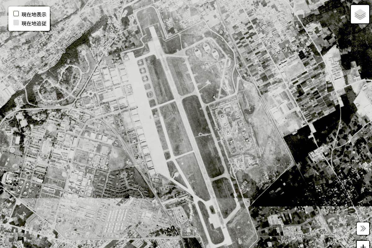 1963年頃の「入間基地」周辺の航空写真（画像：国土地理院）