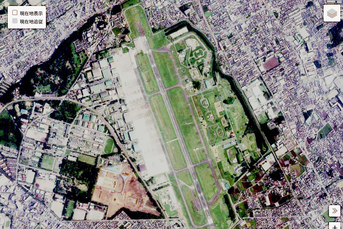 現在の「入間基地」周辺の航空写真（画像：国土地理院）