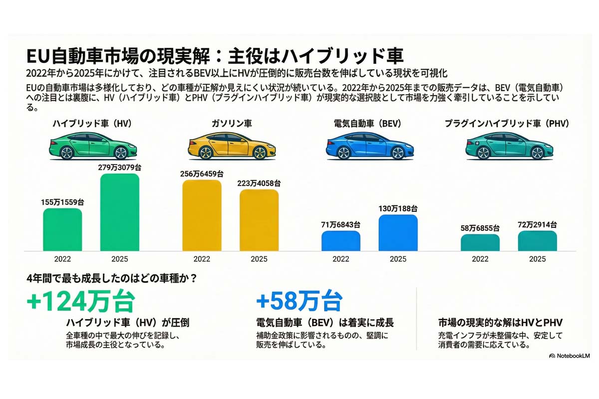 EU自動車市場の地殻変動イメージ。