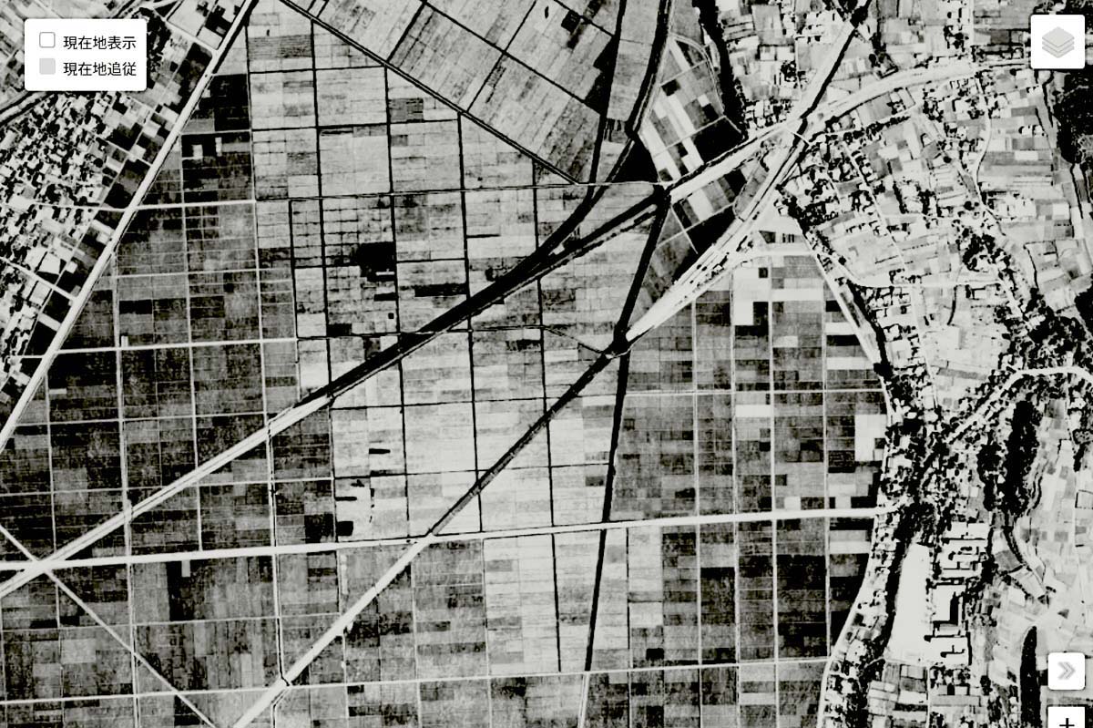 1963年頃の「海老名駅」周辺の航空写真（画像：国土地理院）