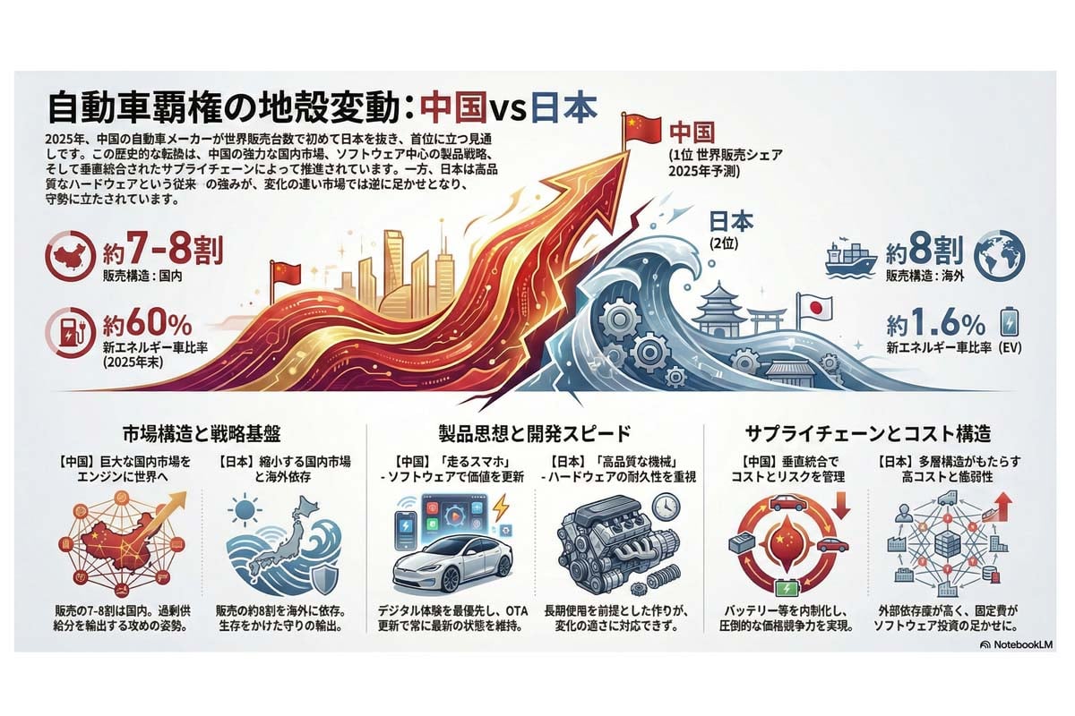 自動車覇権の地殻変動イメージ。