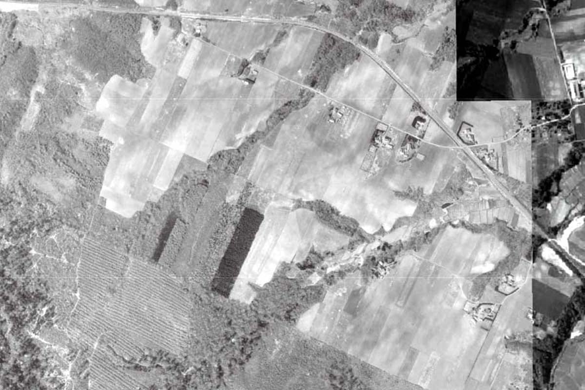 1963年頃の北海道ボールパークFビレッジ周辺の航空写真（画像：国土地理院）